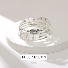 FULU AUTUMN Avvolgere il Braccialetto a Strati D'argento con Perline Bracciali Rigidi Impilabili Bohémien Gioielli Regali per La