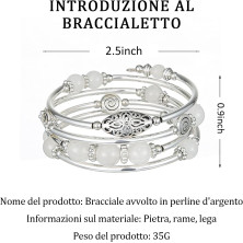 FULU AUTUMN Avvolgere il Braccialetto a Strati D'argento con Perline Bracciali Rigidi Impilabili Bohémien Gioielli Regali per La