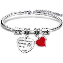 Angelra Regali di Amicizia Braccialetto Donna Bracciale Amici le amiche sono le sorelle che ti scegli Ciondolo Argento con