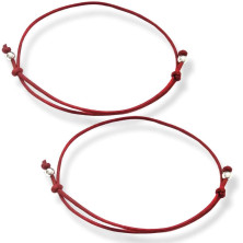 Bracciale con filo rosso del destino (2), cotone, argento sterling