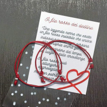 Bracciale con filo rosso del destino (2), cotone, argento sterling