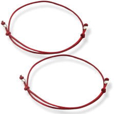 Bracciale con filo rosso del destino (2), cotone, argento sterling