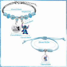 PQKL-party Bracciale Stitch Bambina Bracciale Lilo Stitch Donna Bracciale Bambina on Ciondoli Regalo di Compleanno per la