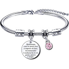 GUOYU Bracciale da Donna con Incisione,Qualunque cosa tu possa fare o sognare di fare, incominciala! L'audacia ha in sè genio,