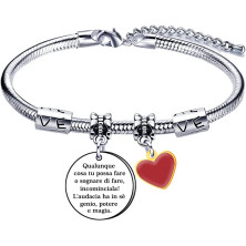 GUOYU Bracciale da Donna con Incisione,Qualunque cosa tu possa fare o sognare di fare, incominciala! L'audacia ha in sè genio,