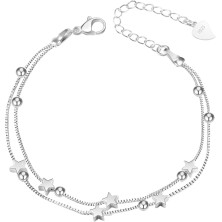 QianSiLi Bracciale Donna Argento 925, 3 in 1/2 in 1 Stelle e Perline/Corna/Ali D'Angelo Bracciale Donna, Idee Regalo Donna