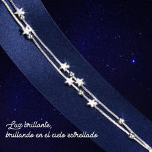 QianSiLi Bracciale Donna Argento 925, 3 in 1/2 in 1 Stelle e Perline/Corna/Ali D'Angelo Bracciale Donna, Idee Regalo Donna