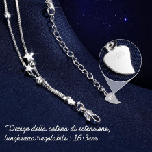 QianSiLi Bracciale Donna Argento 925, 3 in 1/2 in 1 Stelle e Perline/Corna/Ali D'Angelo Bracciale Donna, Idee Regalo Donna