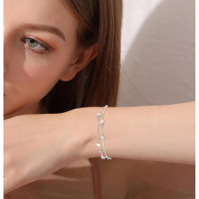 QianSiLi Bracciale Donna Argento 925, 3 in 1/2 in 1 Stelle e Perline/Corna/Ali D'Angelo Bracciale Donna, Idee Regalo Donna