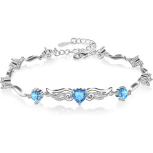 QianSiLi Bracciale Donna Argento 925, 3 in 1/2 in 1 Stelle e Perline/Corna/Ali D'Angelo Bracciale Donna, Idee Regalo Donna