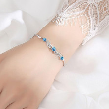 QianSiLi Bracciale Donna Argento 925, 3 in 1/2 in 1 Stelle e Perline/Corna/Ali D'Angelo Bracciale Donna, Idee Regalo Donna