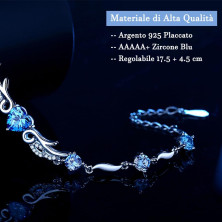 QianSiLi Bracciale Donna Argento 925, 3 in 1/2 in 1 Stelle e Perline/Corna/Ali D'Angelo Bracciale Donna, Idee Regalo Donna