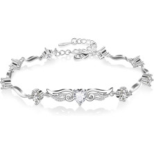 QianSiLi Bracciale Donna Argento 925, 3 in 1/2 in 1 Stelle e Perline/Corna/Ali D'Angelo Bracciale Donna, Idee Regalo Donna