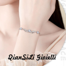 QianSiLi Bracciale Donna Argento 925, 3 in 1/2 in 1 Stelle e Perline/Corna/Ali D'Angelo Bracciale Donna, Idee Regalo Donna