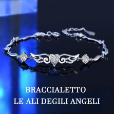 QianSiLi Bracciale Donna Argento 925, 3 in 1/2 in 1 Stelle e Perline/Corna/Ali D'Angelo Bracciale Donna, Idee Regalo Donna