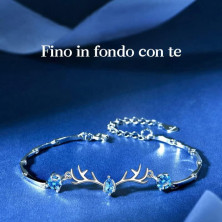 QianSiLi Bracciale Donna Argento 925, 3 in 1/2 in 1 Stelle e Perline/Corna/Ali D'Angelo Bracciale Donna, Idee Regalo Donna