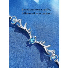 QianSiLi Bracciale Donna Argento 925, 3 in 1/2 in 1 Stelle e Perline/Corna/Ali D'Angelo Bracciale Donna, Idee Regalo Donna