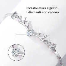 QianSiLi Bracciale Donna Argento 925, 3 in 1/2 in 1 Stelle e Perline/Corna/Ali D'Angelo Bracciale Donna, Idee Regalo Donna