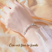 QianSiLi Bracciale Donna Argento 925, 3 in 1/2 in 1 Stelle e Perline/Corna/Ali D'Angelo Bracciale Donna, Idee Regalo Donna