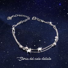 QianSiLi Bracciale Donna Argento 925, 3 in 1/2 in 1 Stelle e Perline/Corna/Ali D'Angelo Bracciale Donna, Idee Regalo Donna