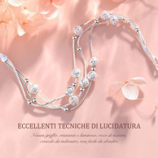 QianSiLi Bracciale Donna Argento 925, 3 in 1/2 in 1 Stelle e Perline/Corna/Ali D'Angelo Bracciale Donna, Idee Regalo Donna