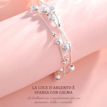 QianSiLi Bracciale Donna Argento 925, 3 in 1/2 in 1 Stelle e Perline/Corna/Ali D'Angelo Bracciale Donna, Idee Regalo Donna