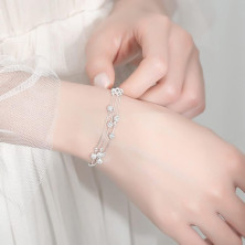 QianSiLi Bracciale Donna Argento 925, 3 in 1/2 in 1 Stelle e Perline/Corna/Ali D'Angelo Bracciale Donna, Idee Regalo Donna