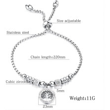 Lashjan Bracciale Donna Acciaio Braccialetti in acciaio inossidabile con ciondoli Bracciale Donna Bracciale Albero Della Vita