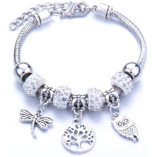 Bracciale da donna LuLiyLdJ, bracciale a catena in acciaio inossidabile con pendenti di perle e cristalli