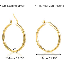 ALEXCRAFT Orecchini Donna Argento 925 a Cerchio Oro Placcato 14K/ Oro Bianco Cerchietti Piccoli con Confezione