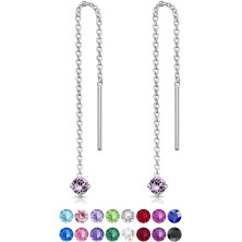 DTPsilver® Orecchini Pendenti Donna con Catena in Argento 925 e Cristalli Swarovski® 3 mm - Lovli Orecchini Punto Luce -