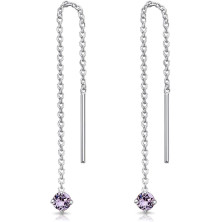 DTPsilver® Orecchini Pendenti Donna con Catena in Argento 925 e Cristalli Swarovski® 3 mm - Lovli Orecchini Punto Luce -