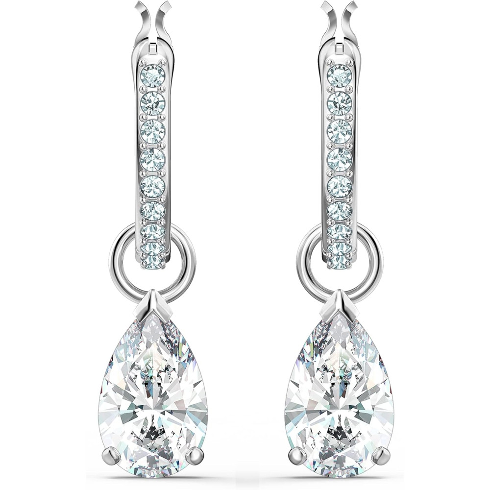 Swarovski Orecchini pendenti Attract, Taglio Pear, Bianchi, Placcato rodio