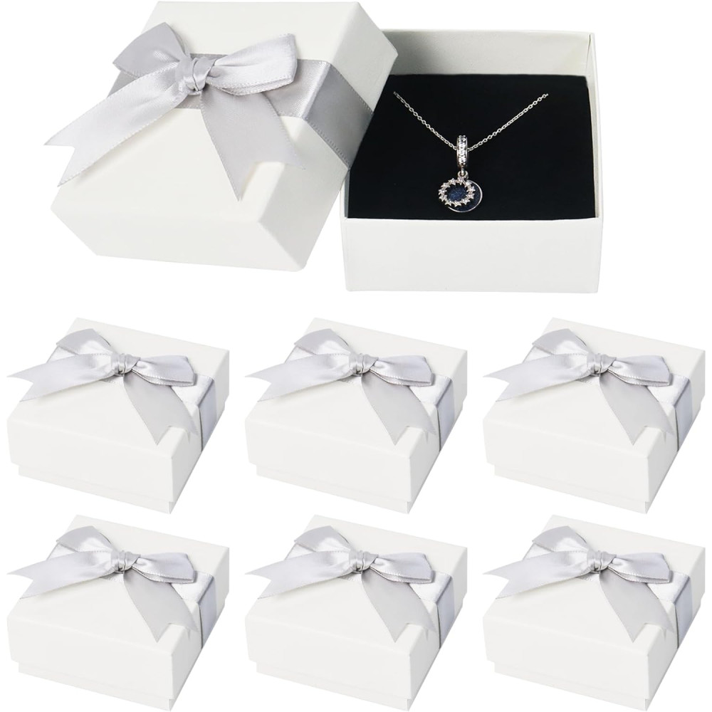 Confezione da 6 piccole scatole regalo, 7 x 7 x 3,5 cm, scatola regalo per gioielli, con coperchio, anelli, orecchini,