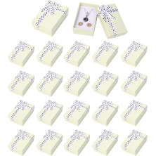 24 scatole regalo piccole con coperchio, 8 × 5 × 3 cm, con fiocco, scatola regalo per orecchini, collane, bracciali, anelli