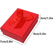 Confezione da 2 piccole scatole regalo per gioielli, 9 × 7 × 3 cm, scatole regalo per gioielli, con coperchio e fiocco, per