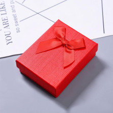 Confezione da 2 piccole scatole regalo per gioielli, 9 × 7 × 3 cm, scatole regalo per gioielli, con coperchio e fiocco, per