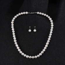 KALVICA Perle Parure Gioielli per Donna Ragazza Set di collane e orecchini di Perle Collana da Donna Bianco Gioielli Sposa Set