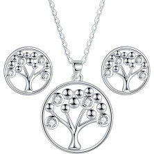 Lydreewam Albero della Vita Parure di Gioielli Donna Argento 925 Collana Orecchini Set 3A zirconi con Scatola Regalo, Collana