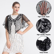 ELECLAND 10 Pezzi Flapper Anni '20 Grande Gatsby Accessori Set Moda Anni '20 Tema Set con Fascia Copricapo Guanti Neri Lunghi