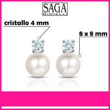 SAGA GIOIELLI® Collana Orecchini Donna Perle Zircone Acciaio