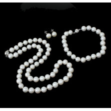 TreasureBay Set bracciale e orecchini a forma di patata per donna, collana di perle d'acqua dolce bianche, 8-9 mm, (bianco)