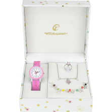 BELLOS Cofanetto Orologio Ragazza Rosa- Parure di gioielli Ballerino - Collana-Anello- Cinturino