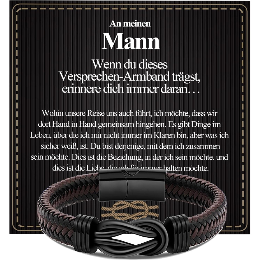 VGWON Bracciale in pelle da uomo DE