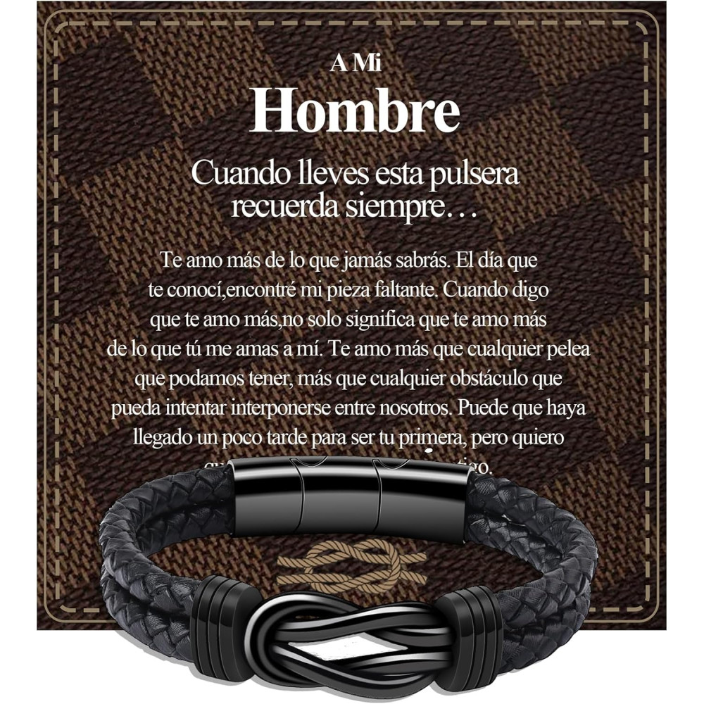 VGWON Bracciale doppio in pelle da uomo ES