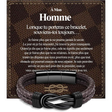 VGWON Bracciale doppio in pelle da uomo FR