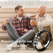 CheersLife Bracciale Papà Idee Regalo Papà Festa del Papà Bracciale Uomo Papà Personalizzato 2 Strati intrecciata Bracciale