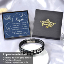 CheersLife Bracciale Papà Idee Regalo Papà Festa del Papà Bracciale Uomo Papà Personalizzato 2 Strati intrecciata Bracciale