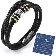 CheersLife 3 Strati Bracciale Papà Regalo Per Papà Bracciale Uomo Pelle Ti Voglio Bene Idee Regali Papa Natale Regalo Uomo