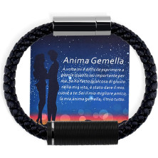 VGROSIA Bracciale Uomo Pelle Nera Intrecciata, Bracciali Uomo Cuoio con Fibbia Magnetica Braccialetto Uomo, Regalo Per Lui San